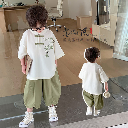 小萨贝贝&小萨贝贝&TZ232313男童夏款汉服套装