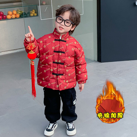 小萨贝贝&小萨贝贝&NF233731男童冬装红色拜年服外套