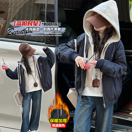 辰辰羊&辰辰羊&假两件夹棉加厚棉衣外套