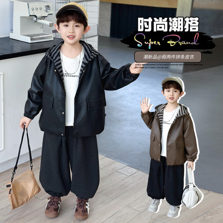 酷派熊&酷派熊&假两件皮衣模特图