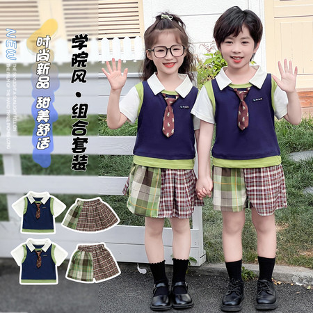 蓝贝儿童装&蓝贝儿童装&2512拼色学院风套装