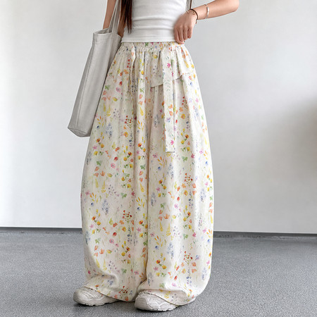 乐米&乐米&碎花腰带裤