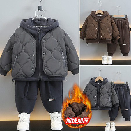 麦豆&麦豆&MD-马甲纹加绒三件套