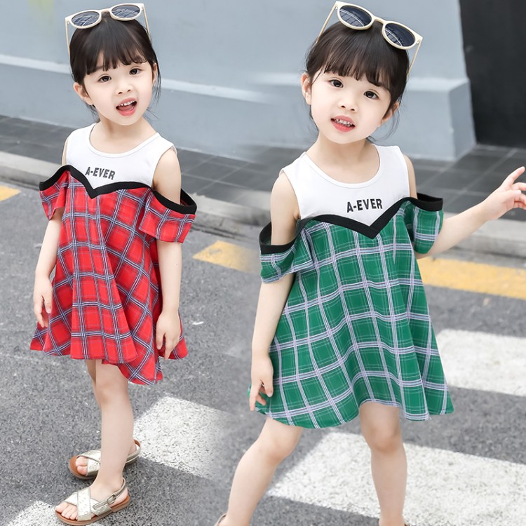 New Girl's Alphabet Plaid Skirt in Children's Summer Dress of 2019