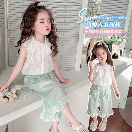 度身尔女&度身尔女&609款刺绣棉布衫七分裤小套装