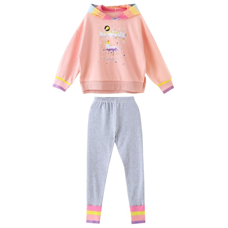 2020 new spring and autumn girls' Rainbow horse suit