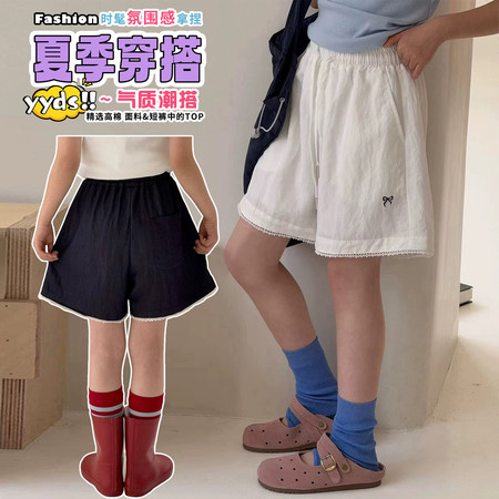 公主小妹&公主小妹&882656女童蕾丝蝴蝶短裤带内衬版
