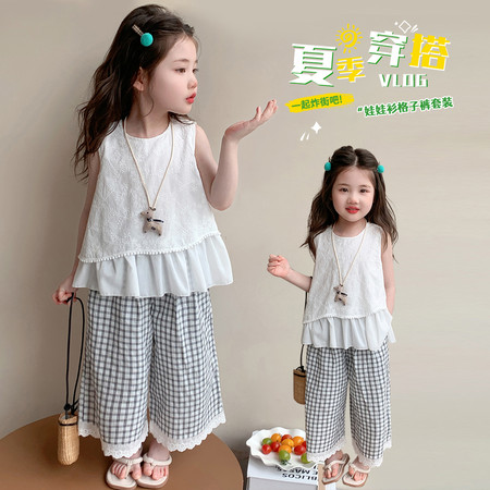 小黄豆&小黄豆&02602格子裤花边套装