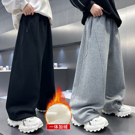炫裤&炫裤&96款拉链一体加绒加厚休闲卫裤