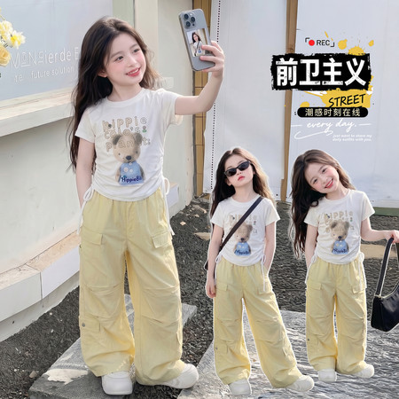 潮衣汇&潮衣汇&88191款小熊短袖工装裤套装