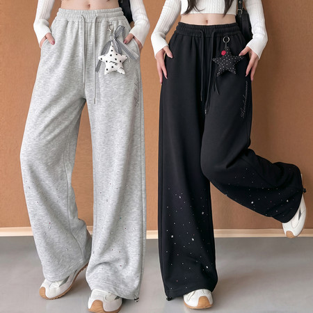 潮衣汇&潮衣汇&26885款烫钻五角星卫裤