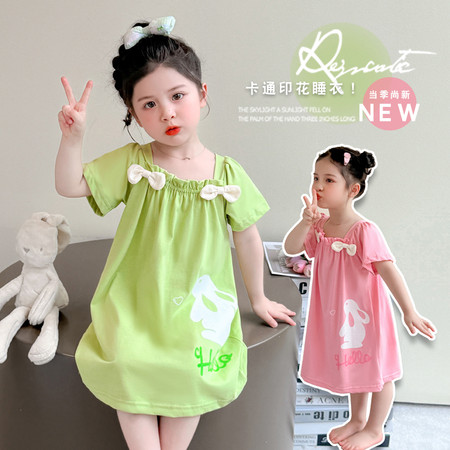 遇见兔&遇见兔&A198蝴蝶结睡裙