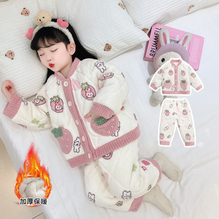 遇见兔&遇见兔&D3139三层加厚兔子套装90-140