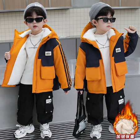 贝贝王子&贝贝王子&2547款男童拼色加绒派克服