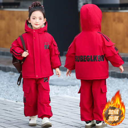 贝贝王子&贝贝王子&2565款女童加绒加厚98套装