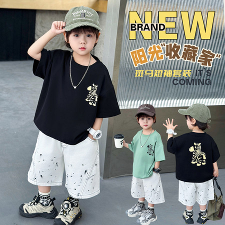 贝贝王子&贝贝王子&26011款男童斑马短袖夏款套装