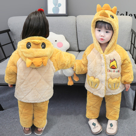 依彤蓓蓓&依彤蓓蓓&L074皇冠可爱三层加厚连帽棉衣