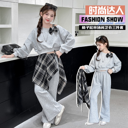 星元素&星元素&25026格子屁帘喇叭裤三件套