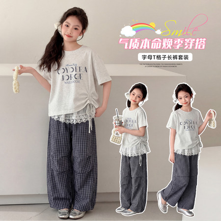 童年衣恋&童年衣恋&2606格子裤套装