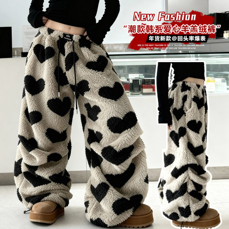 一颗柠檬&一颗柠檬&YKNM82552羊羔绒爱心裤