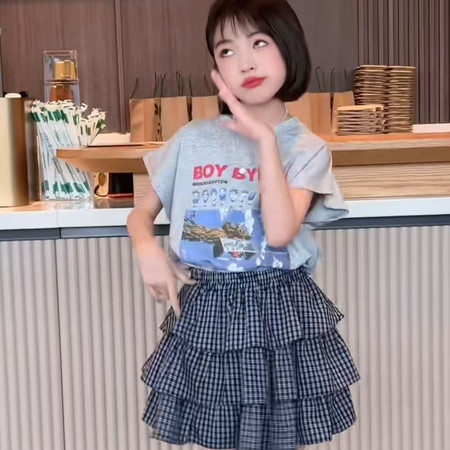 萌呆呆&萌呆呆&格子蛋糕裙套装