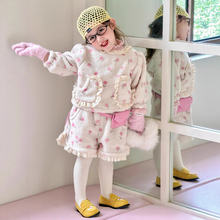 幼颜呦&幼颜呦&25DK16碎花毛毛套装