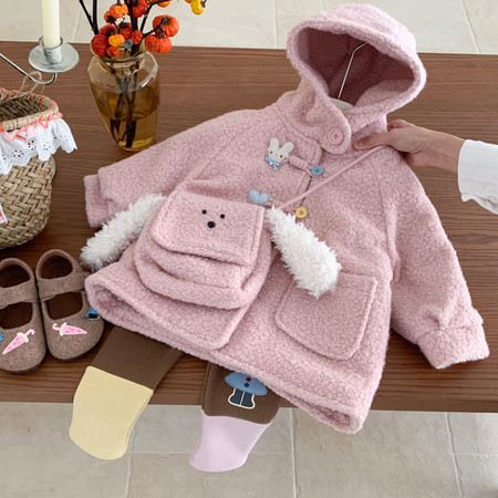 幼颜呦&幼颜呦&25DK35带包毛毛长款外套