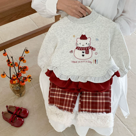 幼颜呦&幼颜呦&25DK32雪人卫衣格子加绒裤