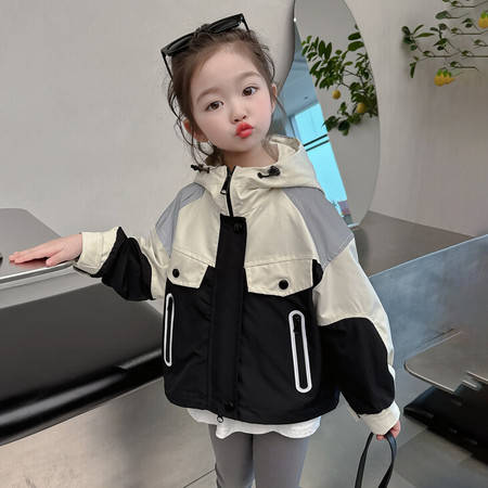 米小妞&米小妞&黑白冲锋衣夜间反光