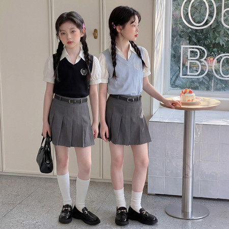 俏乐儿&俏乐儿&假两件学院风套装