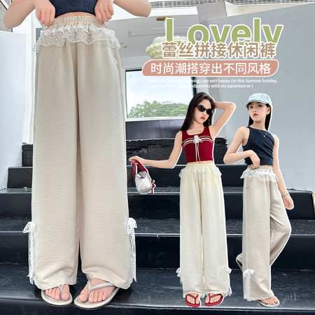 哆啦米&哆啦米&Q815款蕾丝花边侧边蝴蝶结裤子