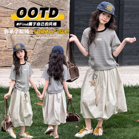 语哆哆&语哆哆&26801条纹短袖套裙