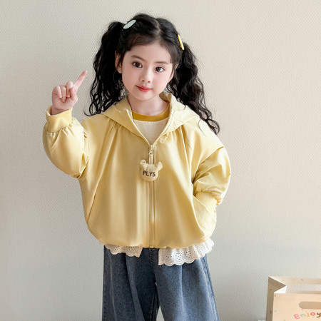 益众乐童装&益众乐童装&黄色连帽花边外套
