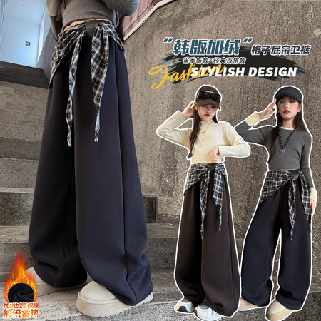 霖霖日记童装&霖霖日记童装&25119屁帘格子加绒卫裤