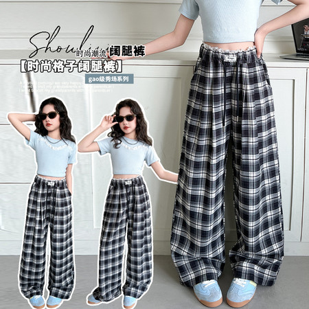 霖霖日记童装&霖霖日记童装&格子花边阔腿裤7