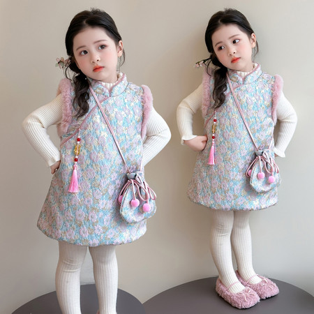 小锅盖&小锅盖&2578小花旗袍裙毛衣套装送福袋