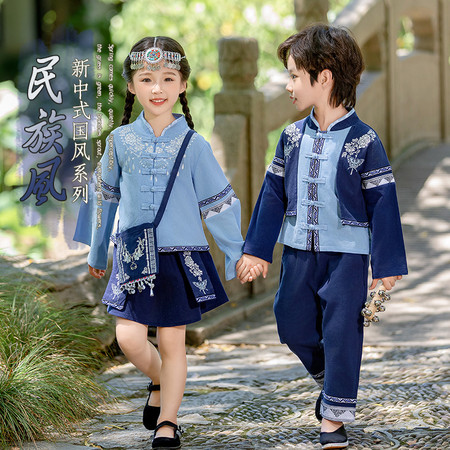 盛唐风&盛唐风&19252款长袖开衫蓝色套装-