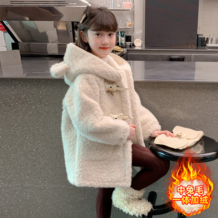 三毛网供&三毛网供&242324小熊水貂绒大衣外套送围巾