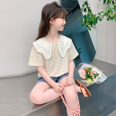 三毛网供&三毛网供&240503翻领细条纹T恤