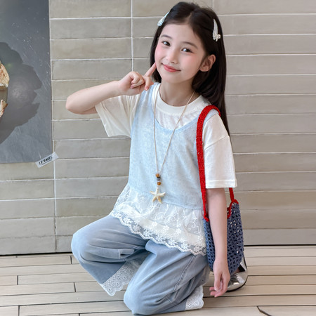 三毛网供&三毛网供&260439甜美蕾丝边三件套