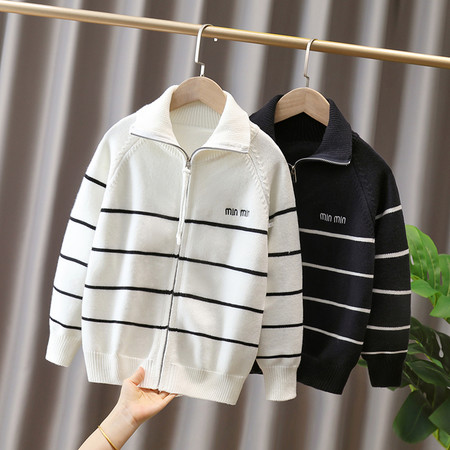 尼西米毛衣（原恩乐制衣）&尼西米毛衣（原恩乐制衣）&XZJQ313条纹字母拉链衫