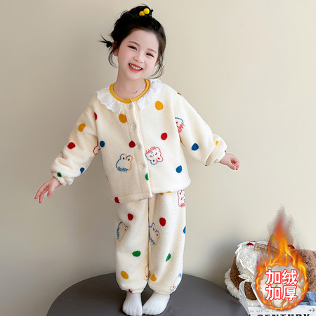 哆啦萌宝&哆啦萌宝&25098雪粒绒彩点兔双层开衫套装