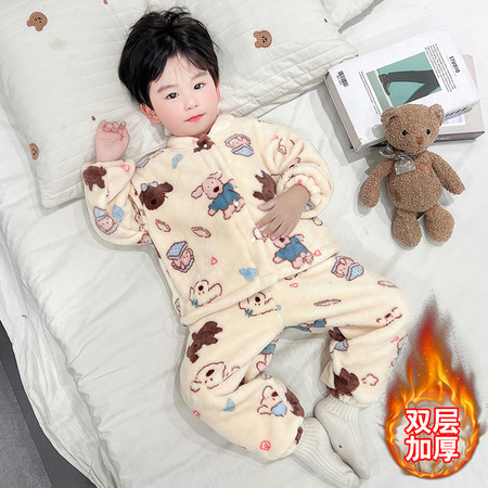 哆啦萌宝&哆啦萌宝&L111法兰绒双层满印开衫套男童