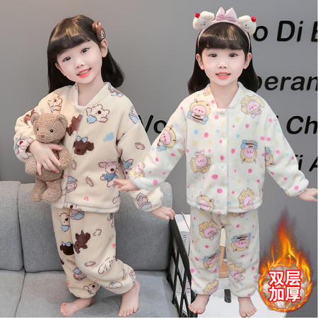 哆啦萌宝&哆啦萌宝&L110法兰绒双层满印开衫套装女童