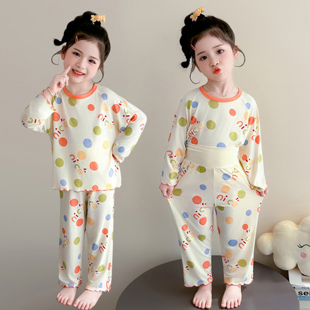 哆啦萌宝&哆啦萌宝&M2651莫代尔彩点高腰长袖套装