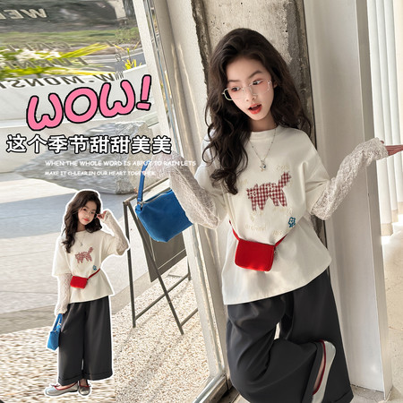 然然宝贝&然然宝贝&2602拼袖绣花T恤