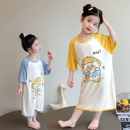 小杨同学&小杨同学&2528莫代尔拼色小鸭睡裙