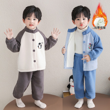 小杨同学&小杨同学&2569双层杨梅绒插肩袖套装