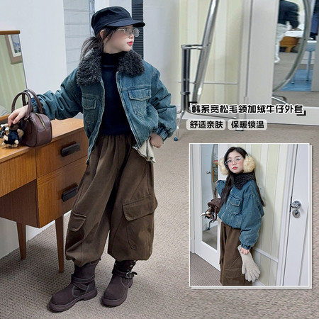 楚小丫&楚小丫&25143洗旧加棉短款牛仔外套