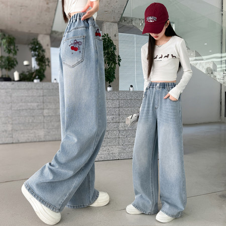 悦童缘&悦童缘&Y-2610绣樱桃阔腿裤